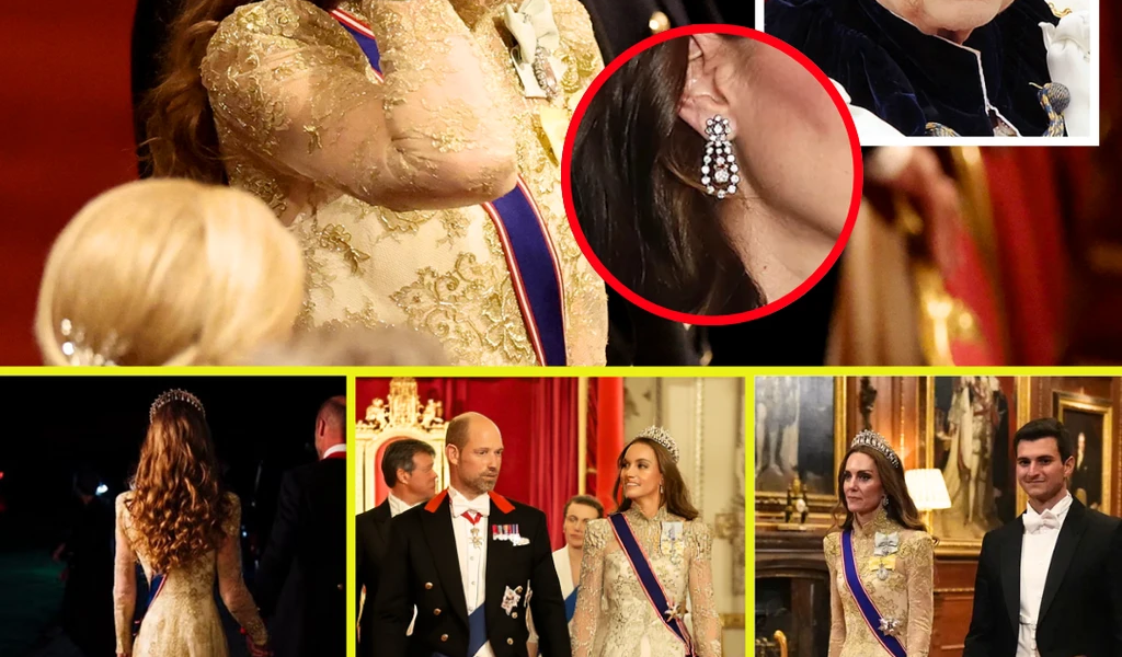 OMG! Princess Catherine Steals All Eyes In Glimmering Gold Gown As She DEBUTS SPECIAL Gift from the Late Queen For the State Dinner at Windsor Castle OMG! Princess Catherine Steals All Eyes In Glimmering Gold Gown As She DEBUTS SPECIAL Gift from the Late Queen For the State Dinner at Windsor Castle