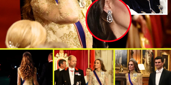 OMG! Princess Catherine Steals All Eyes In Glimmering Gold Gown As She DEBUTS SPECIAL Gift from the Late Queen For the State Dinner at Windsor Castle