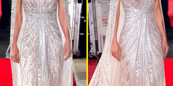 ROYALS IN SH0CK! Princess Catherine B0LD In A Daring Low-Cut Cape Gown With Beaded Shoulders And Slit Sleeves, STEALING SPOTLIGHT at the London Premiere