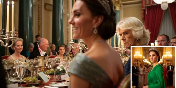 CHAOS IN THE PALACE! Camilla “FURIOUS” as Catherine STUNS in Diana’s £4 MILLION Tiara & Queen’s Diamond Earrings at the State Banquet! The royal drama is heating up like never before! At the recent State Banquet, Catherine (aka Kate Middleton) left everyone speechless, wearing Princess Diana’s iconic Spencer Tiara and the Queen’s priceless diamond earrings — and all eyes were on her! But while Catherine was dazzling in the spotlight, sources close to Camilla say she was “absolutely FURIOUS” at being overshadowed by her stepdaughter’s sparkling appearance. Could this be the start of a royal rift? Read on to find out why this moment has ignited tensions and what it means for the future of the British monarchy!