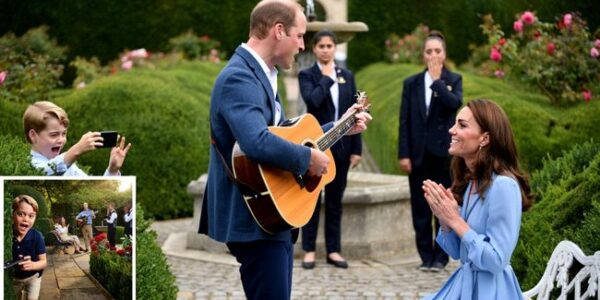 When romance meets royal mischief… you get comedy gold! Rumor has it Prince William once tried to sweep Duchess Kate off her feet with a surprise serenade in the palace garden. Guitar in hand, under the moonlight—it was meant to be a storybook moment. But of course, the royal kids had other plans! Prince George, ever the cheeky heir, reportedly filmed the whole performance—then added his own hilarious sound effects. From cartoon “boings” on the guitar strums to dramatic applause at all the wrong moments, his “director’s cut” had Kate in stitches and palace staff laughing for weeks. Even little Louis got in on the fun later, recreating his dad’s performance with over-the-top dramatics that left everyone rolling with laughter. What started as a romantic serenade became a full-blown family comedy skit—proof that even royal love stories aren’t perfect… and that’s what makes them unforgettable