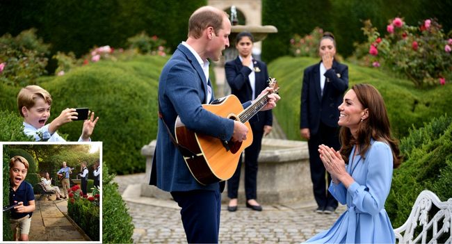 When romance meets royal mischief… you get comedy gold! Rumor has it Prince William once tried to sweep Duchess Kate off her feet with a surprise serenade in the palace garden. Guitar in hand, under the moonlight—it was meant to be a storybook moment. But of course, the royal kids had other plans! Prince George, ever the cheeky heir, reportedly filmed the whole performance—then added his own hilarious sound effects. From cartoon “boings” on the guitar strums to dramatic applause at all the wrong moments, his “director’s cut” had Kate in stitches and palace staff laughing for weeks. Even little Louis got in on the fun later, recreating his dad’s performance with over-the-top dramatics that left everyone rolling with laughter. What started as a romantic serenade became a full-blown family comedy skit—proof that even royal love stories aren’t perfect… and that’s what makes them unforgettable