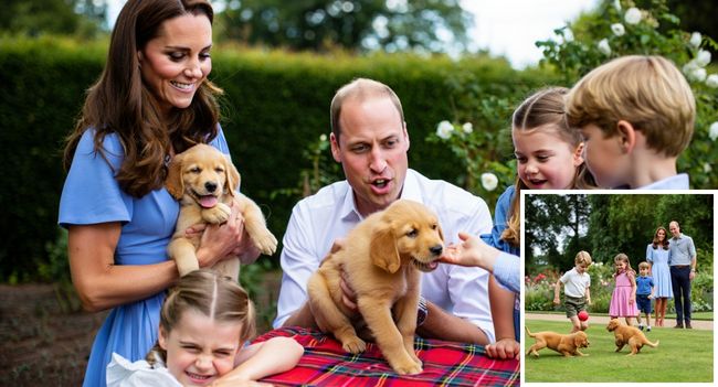 Princess Kate Middleton Reveals Adorable New Family Members on Prince William’s Birthday! Just when we thought the royal family couldn’t get any more charming, Kate Middleton surprised us with the cutest reveal on Prince William’s birthday! On this special day, as the family gathered to celebrate, Kate shared the heartwarming news that they’ve welcomed two new furry family members! That’s right — Kate, William, and their children, Prince George, Princess Charlotte, and Prince Louis, are now officially a family of pets, with the addition of two adorable dogs! Imagine the joy and excitement in the Middleton-Williams household as they’ve added these playful pups to their family. We can already picture Prince George, Charlotte, and Louis sharing plenty of laughs and love with their new four-legged companions. It’s the perfect way to mark such a special occasion, and we can’t help but swoon over how down-to-earth and family-oriented the royals are. Kate has always shown that behind the elegance and the royal duties, she’s a loving mother who wants to create the best family memories for her children — and what better way to do that than by welcoming a couple of playful pups into the fold?