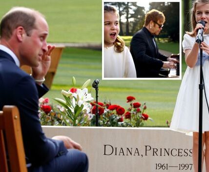 A Moment the World Will Never Forget. On the 30th anniversary of Princess Diana’s passing, a moment unfolded that left even the most stoic royal hearts in tears. In the peaceful memorial garden at Althorp, surrounded by silence and the fading glow of the day’s last rays, a 10-year-old princess gave her grandmother a gift no one could have ever anticipated. As Sir Elton John played the piano, the crowd was mesmerized — not by the familiar voice of the music legend, but by the soft, pure voice of Princess Charlotte, singing a tribute to her grandmother, the beloved Princess Diana. Dressed in a simple black dress with her long blonde hair cascading over her shoulders and a small silver crown resting gently on her head, Charlotte walked to the microphone, her steps steady, her presence powerful beyond her years. It wasn’t just a song — it was a gesture of love, of remembrance, and of a legacy that continues to inspire generations. Watching her, you could see the connection between the past and future of the royal family. And when the performance ended, even Prince William was unable to hold back tears, a testament to how deeply this beautiful moment touched him. In a world where words often fall short, Princess Charlotte’s tribute spoke volumes. A granddaughter, honoring the memory of a grandmother she never truly knew, but whose impact still resonates in every corner of her family’s hearts. This powerful moment was a reminder that the love Diana gave the world continues to shine, lighting the way for the next generation of royals