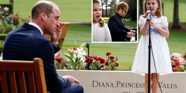 A Moment the World Will Never Forget. On the 30th anniversary of Princess Diana’s passing, a moment unfolded that left even the most stoic royal hearts in tears. In the peaceful memorial garden at Althorp, surrounded by silence and the fading glow of the day’s last rays, a 10-year-old princess gave her grandmother a gift no one could have ever anticipated. As Sir Elton John played the piano, the crowd was mesmerized — not by the familiar voice of the music legend, but by the soft, pure voice of Princess Charlotte, singing a tribute to her grandmother, the beloved Princess Diana. Dressed in a simple black dress with her long blonde hair cascading over her shoulders and a small silver crown resting gently on her head, Charlotte walked to the microphone, her steps steady, her presence powerful beyond her years. It wasn’t just a song — it was a gesture of love, of remembrance, and of a legacy that continues to inspire generations. Watching her, you could see the connection between the past and future of the royal family. And when the performance ended, even Prince William was unable to hold back tears, a testament to how deeply this beautiful moment touched him. In a world where words often fall short, Princess Charlotte’s tribute spoke volumes. A granddaughter, honoring the memory of a grandmother she never truly knew, but whose impact still resonates in every corner of her family’s hearts. This powerful moment was a reminder that the love Diana gave the world continues to shine, lighting the way for the next generation of royals A Moment the World Will Never Forget. On the 30th anniversary of Princess Diana’s passing, a moment unfolded that left even the most stoic royal hearts in tears. In the peaceful memorial garden at Althorp, surrounded by silence and the fading glow of the day’s last rays, a 10-year-old princess gave her grandmother a gift no one could have ever anticipated. As Sir Elton John played the piano, the crowd was mesmerized — not by the familiar voice of the music legend, but by the soft, pure voice of Princess Charlotte, singing a tribute to her grandmother, the beloved Princess Diana. Dressed in a simple black dress with her long blonde hair cascading over her shoulders and a small silver crown resting gently on her head, Charlotte walked to the microphone, her steps steady, her presence powerful beyond her years. It wasn’t just a song — it was a gesture of love, of remembrance, and of a legacy that continues to inspire generations. Watching her, you could see the connection between the past and future of the royal family. And when the performance ended, even Prince William was unable to hold back tears, a testament to how deeply this beautiful moment touched him. In a world where words often fall short, Princess Charlotte’s tribute spoke volumes. A granddaughter, honoring the memory of a grandmother she never truly knew, but whose impact still resonates in every corner of her family’s hearts. This powerful moment was a reminder that the love Diana gave the world continues to shine, lighting the way for the next generation of royals