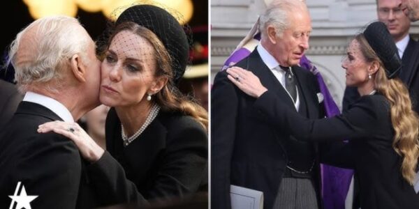 At the recent royal funeral, the public witnessed a heart-melting moment: Kate Middleton firmly held King Charles’ hand in the solemn crowd. Under the gloomy sunlight, King Charles’ eyes were distant, but when looking at Kate, it seemed that the loneliness was shared through the gentle grip. Kate then bowed silently, leaning her shoulder as if to protect the king – a small action that exuded a promise being sent. Many people present said that they trembled when they realized that this was not just a civil reception, but a chorus of mutual support in grief. The media lenses continuously captured the moment of exchanging glances, small smiles, and silent nods – like words without words. Fans posted blurry photos, writing captions: “Father and son don’t need words to understand each other.” But what made people more curious was the reaction inside the palace: a royal insider was later heard saying that Kate “was always a light” in the darkest hours. Was the handshake just a gesture of comfort, or a public pledge of unprecedented solidarity between Kate Middleton and King Charles during this tumultuous time?