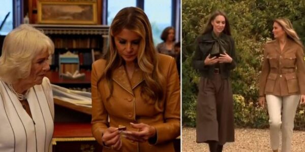 It’s Ladies Day! Melania Trump meets Scouts with the Princess of Wales after a tour of Windsor Castle’s Dolls’ House with Queen Camilla. Her seemingly extremely delicate gesture towards the students left the whole of England in awe! Is this the “Mother” of America that they are enjoying the sweet fruits of?