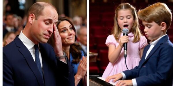 Princess Charlotte and Prince George performed the piano and sang a duet of “We’re always here” on the birthday of Queen Diana. “Wherever you are, we still remember you” the two children touched the audience with a single word. The last thing Charlotte said caused a great shock to Prince William, making him burst into tears.