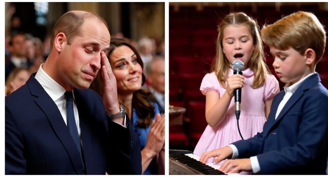 Princess Charlotte and Prince George performed the piano and sang a duet of “We’re always here” on the birthday of Queen Diana. “Wherever you are, we still remember you” the two children touched the audience with a single word. The last thing Charlotte said caused a great shock to Prince William, making him burst into tears.