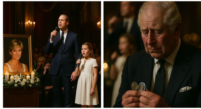 “Princess Charlotte Joins Prince William in Emotional Duet at Princess Diana’s 62nd Birthday Memorial – Royal Family Moved to Tears” – The memorial space for Queen Diana this year was already filled with emotions, but everything seemed to explode when Princess Charlotte suddenly held Prince William’s hand and sang a duet dedicated to the grandmother she never had the chance to meet. Her immature but clear voice combined with William’s warmth created a moment that left everyone present speechless. Members of the Royal Family, from Charles to Kate, could not hold back their tears. That moment was not just a performance, but also a “musical letter” to Diana – an invisible thread connecting three generations. And the moment Charlotte sang the last note, the audience exploded with applause mixed with sobs. It was the first time the public witnessed a sacred continuity: Diana’s maternal love and legacy were passed down through the voices of her children and grandchildren…Full story below 👇