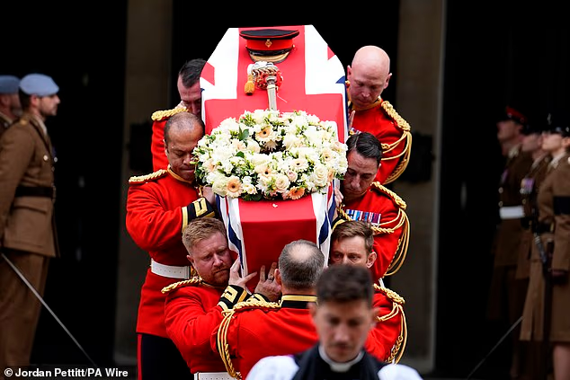 The funeral took place on Wednesday at the Guards Chapel, Wellington Barracks, London