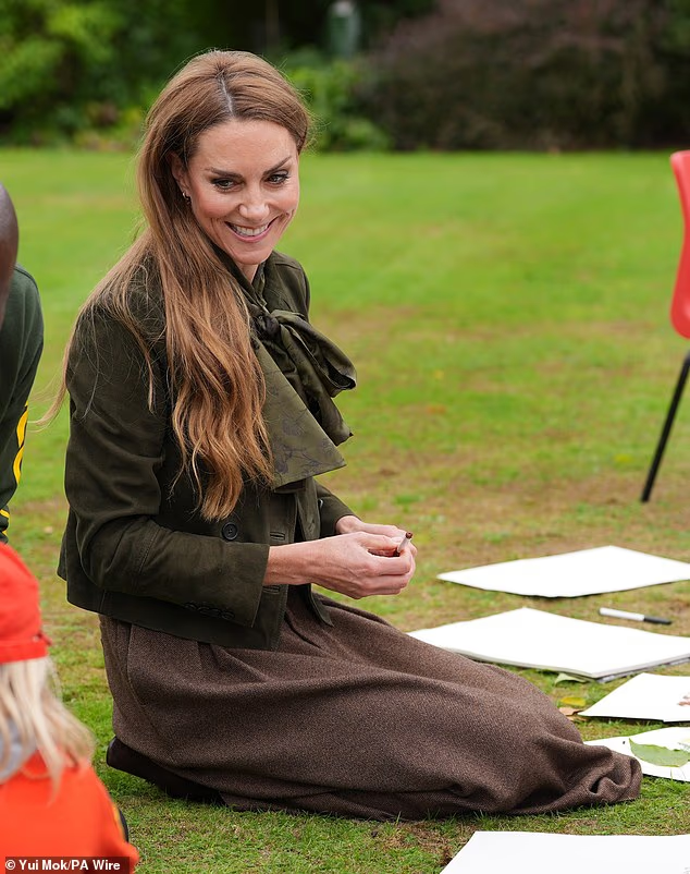 The Princess of Wales meets members of the Scouts' Squirrels programme at Frogmore today