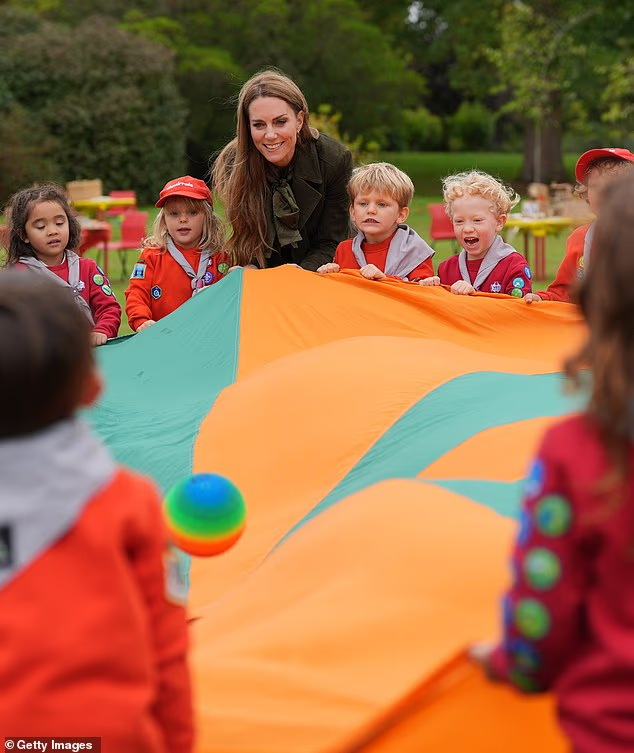 More children joined in as Kate took the lead with one of the outdoor activities