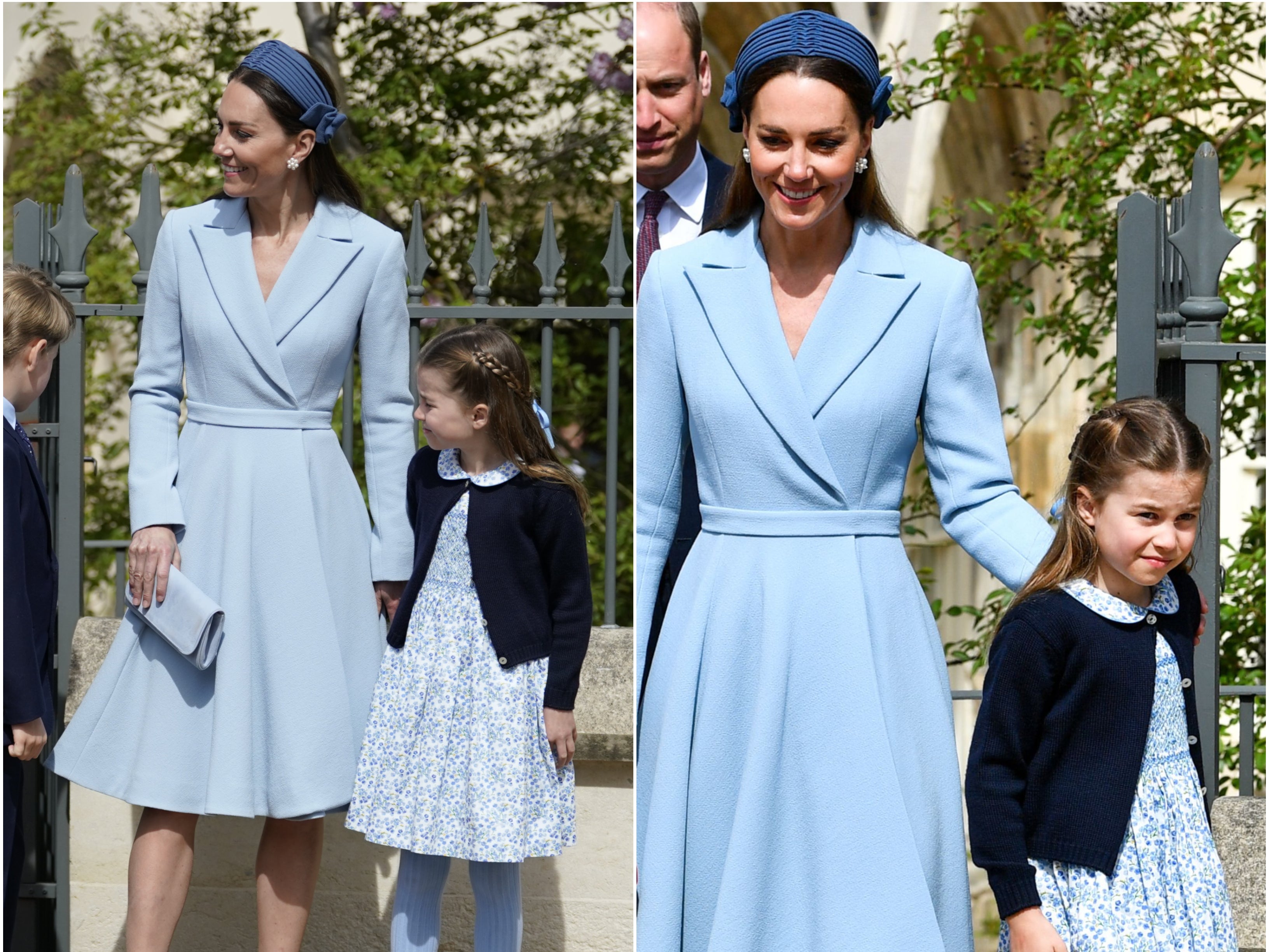 Princess Charlotte twins with mother Kate in blue dress at Easter Sunday  service | The Independent