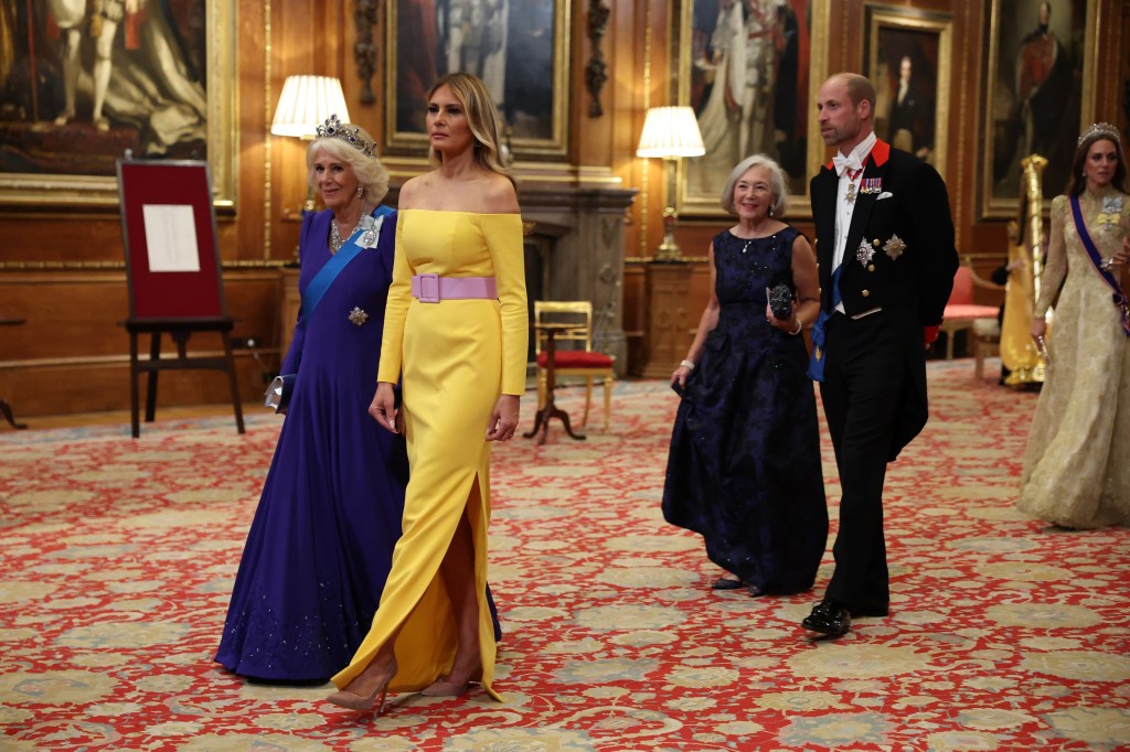 Queen Camilla, Melania Trump, Paula Reynolds and Prince William at Wednesday's state banquet