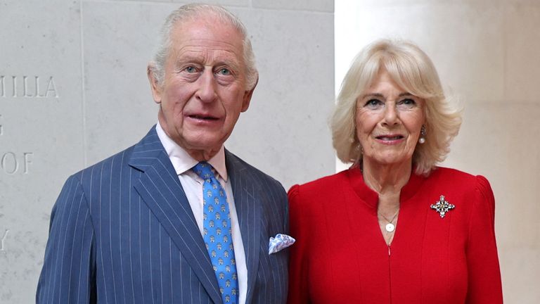 King Charles and Queen Camilla were due to attend the funeral together. Pic: PA
