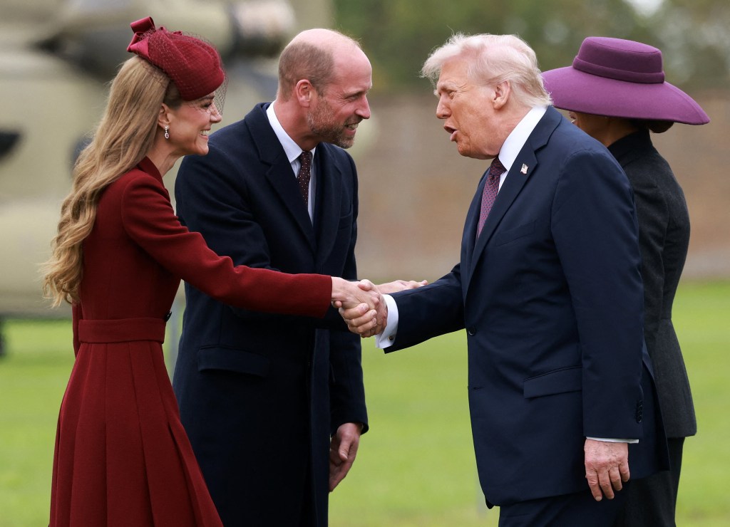 Prince William and Kate Middleton greeting Donald and Melania Trump at Windsor Castle.