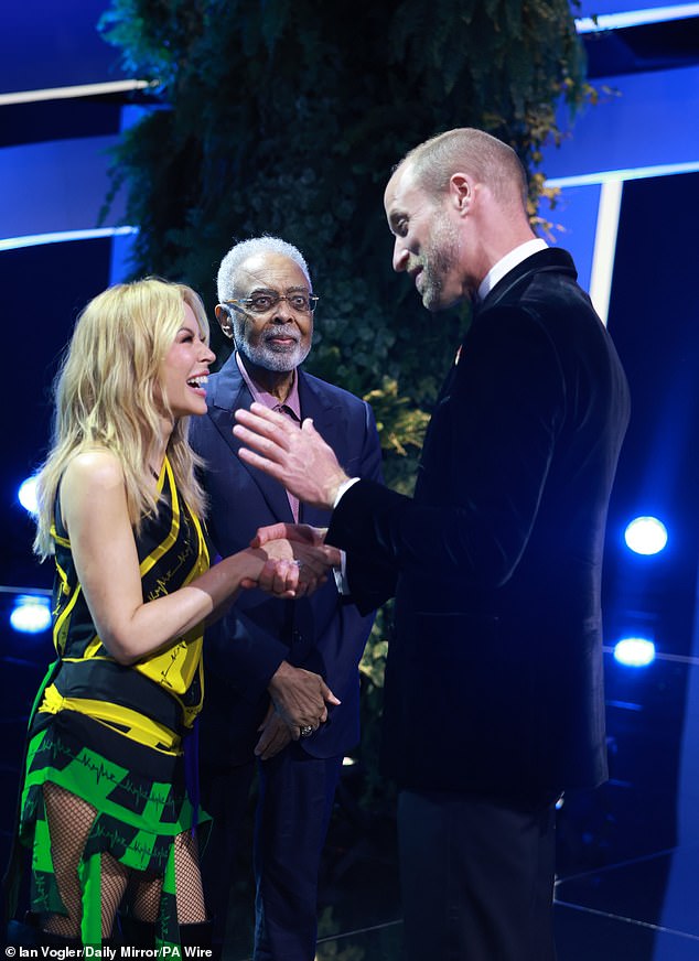 The Prince of Wales speaks warmly with Kylie Minogue at the fifth annual Earthshot Prize Awards Ceremony