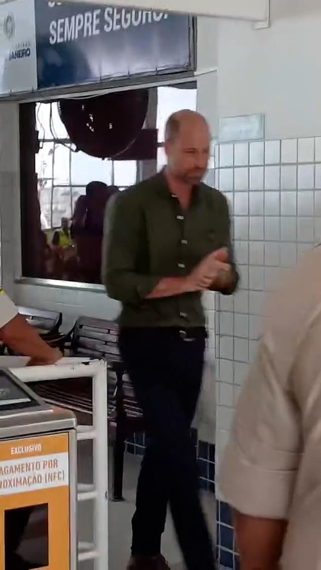 Prince William, 43, was seen taking a quick toilet break in public facilities while visiting Paquetá Island, located in Guanabara Bay, Brazil