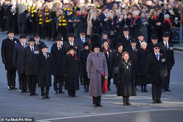 Veterans on Whitehall ahead of the Remembrance Sunday service at the Cenotaph