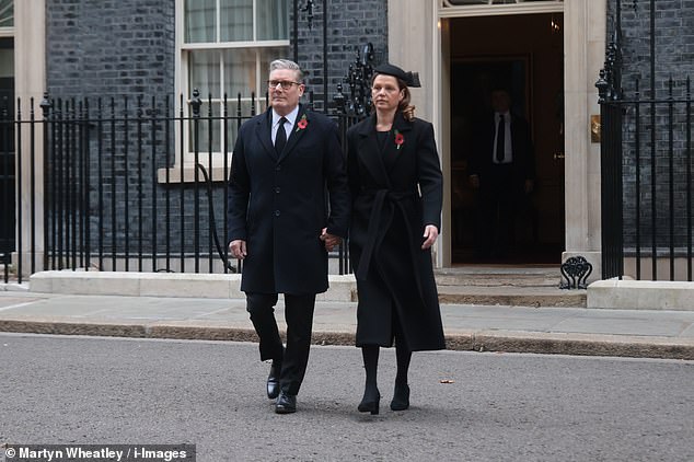 Prime Minister Sir Keir Starmer and his wife Victoria leave Downing Street for the service