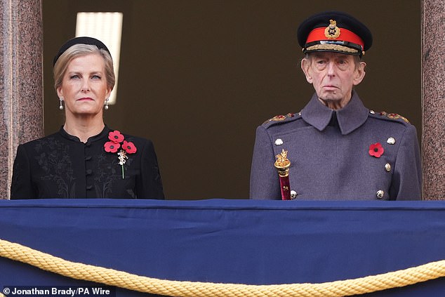 The Duchess of Edinburgh and the Duke of Kent during the Remembrance Sunday service