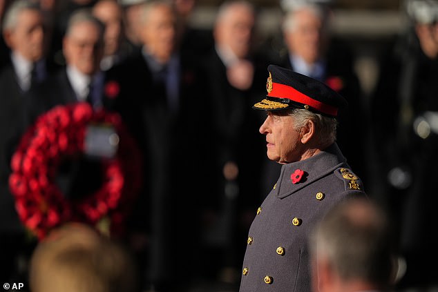 Charles appeared emotional as he led the nation in a two-minute silence