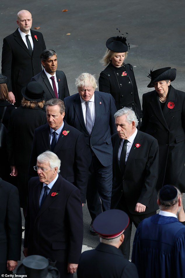 Former Prime Ministers John Major, Rishi Sunak, David Cameron, Boris Johnson, Liz Truss, Gordon Brown and Theresa May