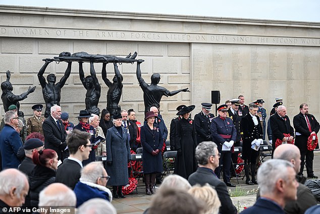 Catherine attends an Armistice Day service at The National Memorial Arboretum at Alrewas in central England on November 11