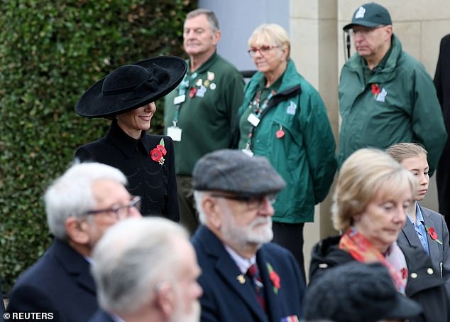 The Princess of Wales smiles as she attends the memorial service in Staffordshire