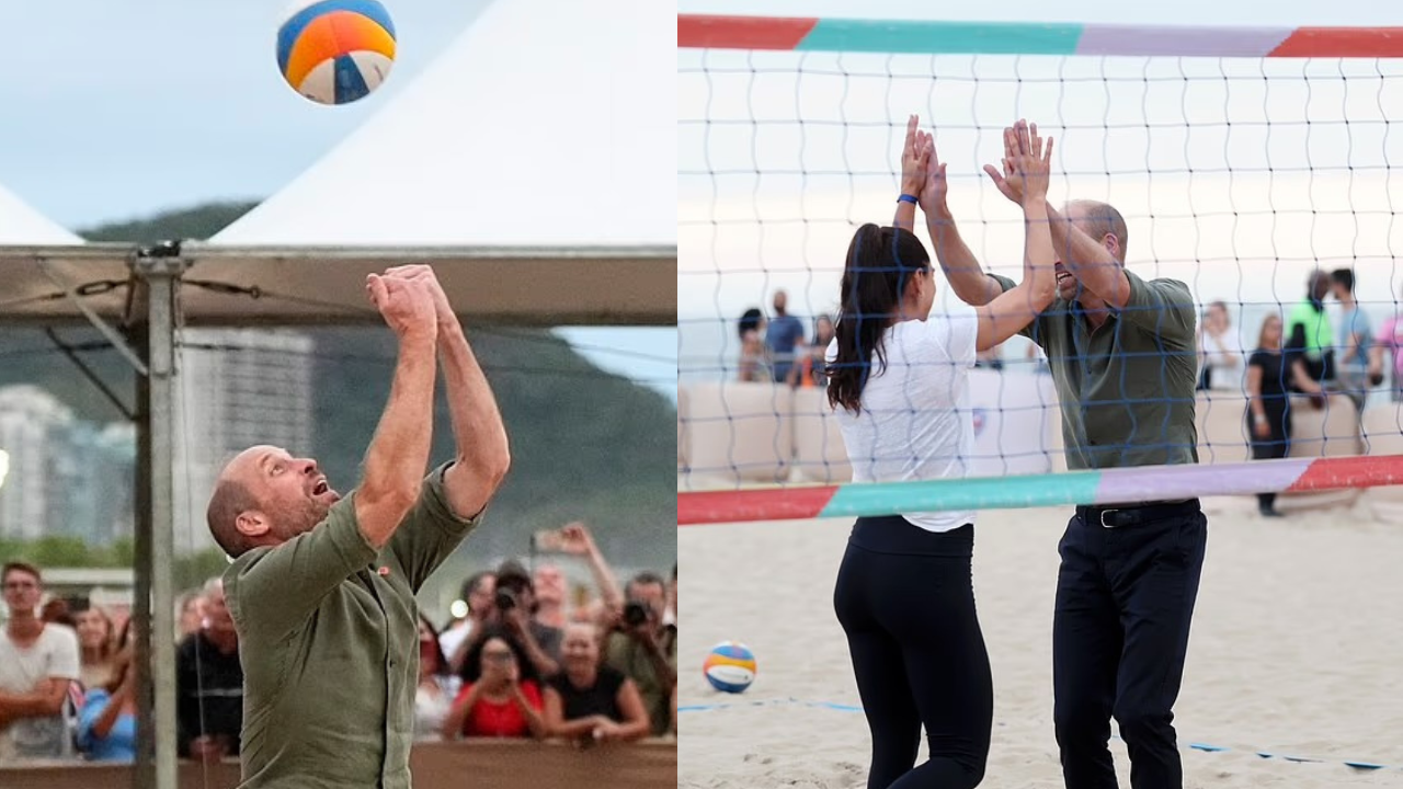 Prince William stuns Brazil crowd as he jumps barefoot into beach volleyball with Carolina Solberg | International Sports News - The Times of India