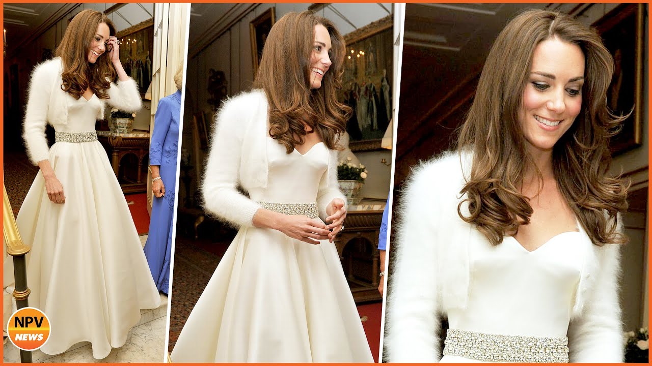 Kate Middleton Stunning In Second Wedding Dress With The White Color Floor Length Ivory Satin - YouTube