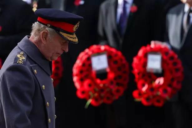 Charles took centre stage and laid the first wreath at the Cenotaph in recognition of the fallen from conflicts dating back to the First World War