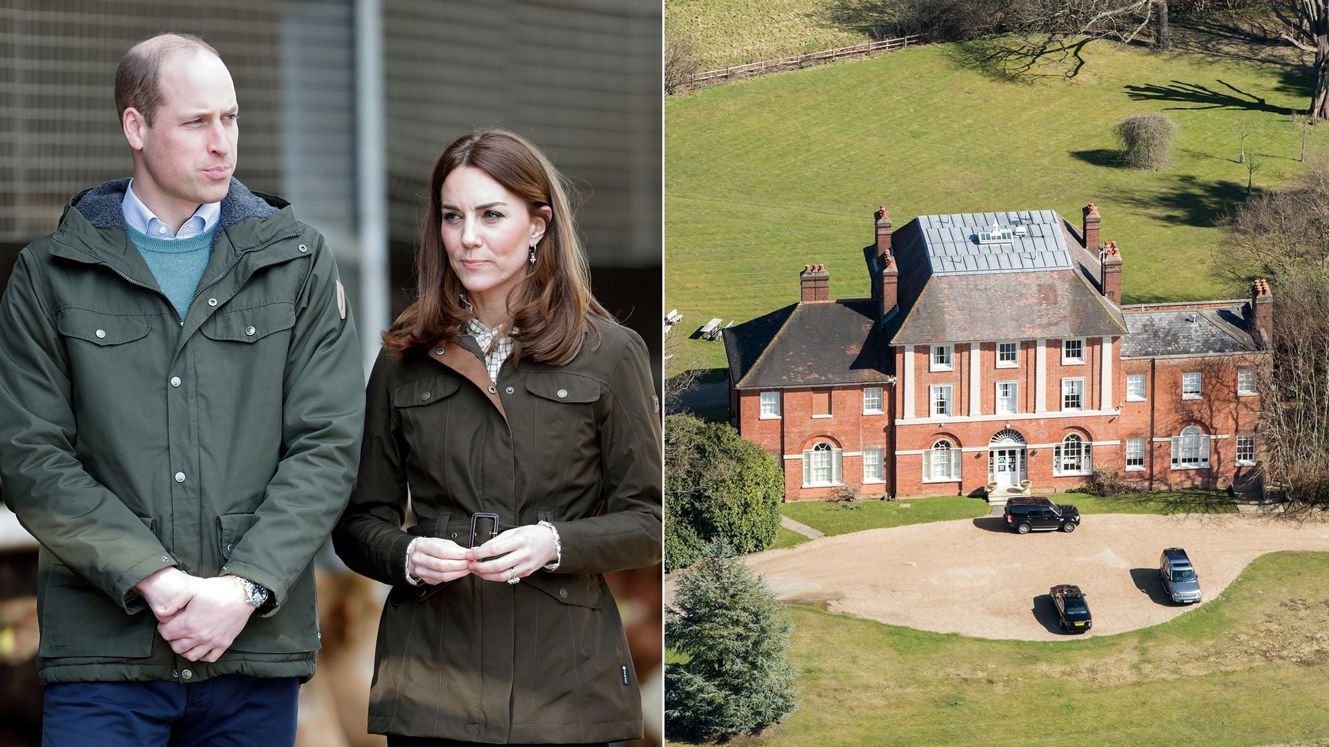 William and Kate at farm and view of Forest Lodge in 2018