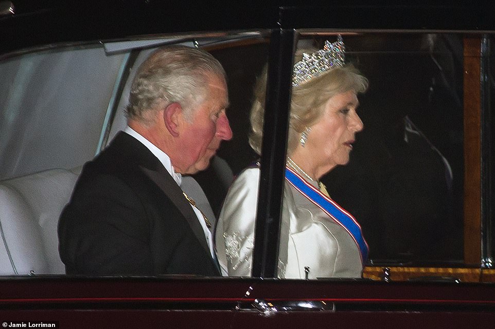 Prince Charles, 71, and Duchess of Cornwall, 72, also made their way to join The Duke and Duchess of Cambridge at the Diplomatic Reception at Buckingham Palace