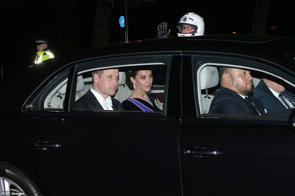 The Cambridges appeared relaxed ahead of the annual white tie dinner, which is widely considered one of the highlights of the royal calendar