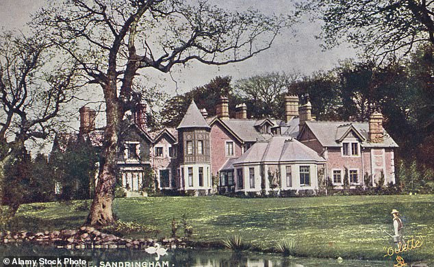 Pictured: The rear view of York Cottage at Sandringham in Norfolk, complete with conservatory. The home was hated by many, but George V loved it