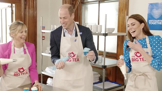 Prince William and Kate Middleton help to bake cake for NHS workers' 75th anniversary big tea party | Daily Mail Online