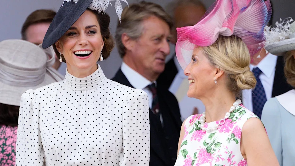 Catherine, Princess of Wales and Sophie, Duchess of Edinburgh attend The Order of The Garter service at St George's Chapel, Windsor Castle on June 19, 2023