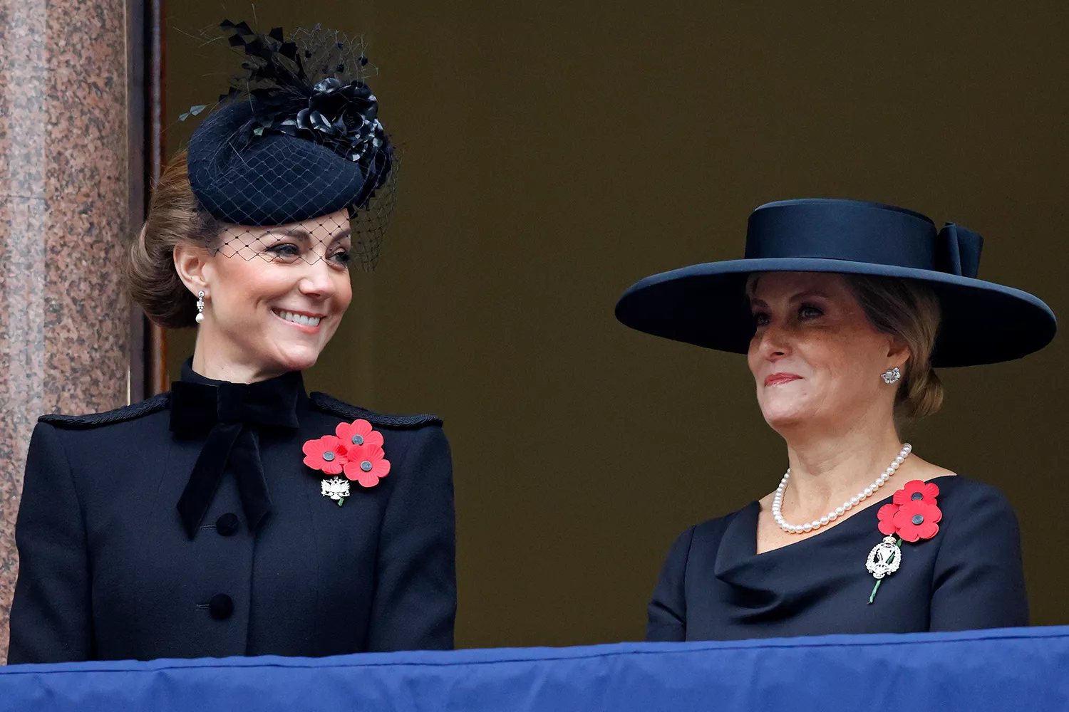 Catherine, Princess of Wales and Sophie, Duchess of Edinburgh attend the annual National Service of Remembrance at The Cenotaph on November 10, 2024