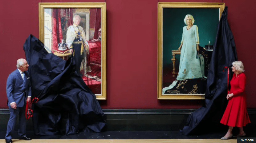 King Charles III and Queen unveil Coronation portraits