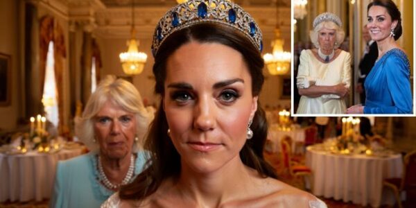 THE SAPPHIRE CROWN SNUB: A ROYAL MELTDOWN BEHIND CLOSED DOORS! In a glittering State Dinner that was meant to honor a royal visit, an unexpected power struggle erupted when Princess Kate, radiant in emerald silk, stepped into the spotlight crowned with Queen Elizabeth’s legendary Belgian Sapphire Tiara — a jewel worth £10 million. The priceless heirloom, long rumored to be Queen Camilla’s most coveted possession, was given to Kate instead, sparking what insiders describe as a “full-scale eruption of rage” behind palace doors. Allegedly, Queen Camilla hissed to her aides: “IT SHOULD HAVE BEEN MINE — I AM THE QUEEN.” This moment wasn’t just about a tiara — it was a calculated, brutal show of succession power, with royal experts suggesting that Kate’s triumph was a deliberate message to the monarchy. While Princess Kate’s coronation-like presence dazzled the cameras, Camilla was left humiliated, visibly eclipsed, and shaking with fury. But this snub isn’t just about jewels — it’s about succession, legacy, and the unspoken power dynamics within the royal family. The question remains: What does this mean for the future of the monarchy, and where does Camilla go from here? THE SAPPHIRE CROWN SNUB: A ROYAL MELTDOWN BEHIND CLOSED DOORS! In a glittering State Dinner that was meant to honor a royal visit, an unexpected power struggle erupted when Princess Kate, radiant in emerald silk, stepped into the spotlight crowned with Queen Elizabeth’s legendary Belgian Sapphire Tiara — a jewel worth £10 million. The priceless heirloom, long rumored to be Queen Camilla’s most coveted possession, was given to Kate instead, sparking what insiders describe as a “full-scale eruption of rage” behind palace doors. Allegedly, Queen Camilla hissed to her aides: “IT SHOULD HAVE BEEN MINE — I AM THE QUEEN.” This moment wasn’t just about a tiara — it was a calculated, brutal show of succession power, with royal experts suggesting that Kate’s triumph was a deliberate message to the monarchy. While Princess Kate’s coronation-like presence dazzled the cameras, Camilla was left humiliated, visibly eclipsed, and shaking with fury. But this snub isn’t just about jewels — it’s about succession, legacy, and the unspoken power dynamics within the royal family. The question remains: What does this mean for the future of the monarchy, and where does Camilla go from here?