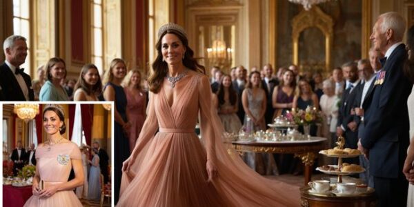 STEAL THE STAGE! Duchess Catherine just redefined royal glamour! At tea at Buckingham Palace, every eye in the room — and on the internet — was on her.Duchess Catherine stepped out in a shimmering blush-pink Jenny Packham gown, the kind of dress that sparkles like champagne under the palace lights. But it wasn’t just the gown turning heads — it was the Queen’s iconic jewels, gleaming with royal history, that made her shine like pure majesty. Graceful, confident, and radiant, Catherine floated through the grand hall like she was born for the spotlight — elegant but bold, classic yet unexpectedly sexy. The gown hugged just right, the diamonds glistened, and that signature smile? Simply luminous. Guests may have come for tea, but let’s be honest — they stayed for Catherine. Every photo, every angle, every sparkle told the same story: the Duchess didn’t just attend this royal tea… she stole the stage STEAL THE STAGE! Duchess Catherine just redefined royal glamour! At tea at Buckingham Palace, every eye in the room — and on the internet — was on her.Duchess Catherine stepped out in a shimmering blush-pink Jenny Packham gown, the kind of dress that sparkles like champagne under the palace lights. But it wasn’t just the gown turning heads — it was the Queen’s iconic jewels, gleaming with royal history, that made her shine like pure majesty. Graceful, confident, and radiant, Catherine floated through the grand hall like she was born for the spotlight — elegant but bold, classic yet unexpectedly sexy. The gown hugged just right, the diamonds glistened, and that signature smile? Simply luminous. Guests may have come for tea, but let’s be honest — they stayed for Catherine. Every photo, every angle, every sparkle told the same story: the Duchess didn’t just attend this royal tea… she stole the stage