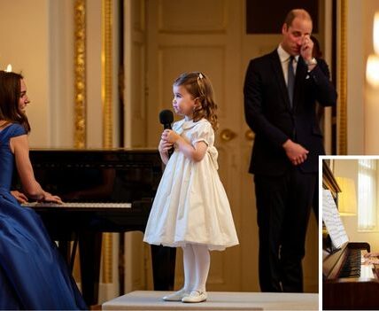A Whisper for Diana — The Tribute That Touched the World. In the quiet glow of candlelight, where history meets memory, a moment unfolded that words can barely describe. Imagine Princess Charlotte — her tiny hands trembling, her heart full — standing beside her mother, Princess Catherine, at the piano inside Kensington Palace. No cameras. No ceremony. Just love. Just family. As Catherine began to play Elton John’s “Your Song,” Charlotte took a deep breath… and began to sing. Her voice — fragile yet full of emotion — carried through the hall like a whisper across time. A granddaughter singing for the grandmother she never met, guided by the mother who knows what that loss feels like. Prince William stood nearby, silent and teary-eyed, watching his daughter give a gift more powerful than any royal speech: a song for Princess Diana. When the final note faded, Charlotte looked up and softly whispered,“Happy birthday, Grandma.” It wasn’t a performance. It was a connection — heart to heart, generation to generation. A reminder that Diana’s legacy isn’t measured by titles or tiaras… but by love, compassion, and the family who still carries her light. If you felt that in your heart — leave a for Diana’s legacy A Whisper for Diana — The Tribute That Touched the World. In the quiet glow of candlelight, where history meets memory, a moment unfolded that words can barely describe. Imagine Princess Charlotte — her tiny hands trembling, her heart full — standing beside her mother, Princess Catherine, at the piano inside Kensington Palace. No cameras. No ceremony. Just love. Just family. As Catherine began to play Elton John’s “Your Song,” Charlotte took a deep breath… and began to sing. Her voice — fragile yet full of emotion — carried through the hall like a whisper across time. A granddaughter singing for the grandmother she never met, guided by the mother who knows what that loss feels like. Prince William stood nearby, silent and teary-eyed, watching his daughter give a gift more powerful than any royal speech: a song for Princess Diana. When the final note faded, Charlotte looked up and softly whispered,“Happy birthday, Grandma.” It wasn’t a performance. It was a connection — heart to heart, generation to generation. A reminder that Diana’s legacy isn’t measured by titles or tiaras… but by love, compassion, and the family who still carries her light. If you felt that in your heart — leave a for Diana’s legacy