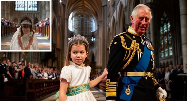 A Future Queen in the Making! All eyes turned as Princess Charlotte stepped into the cathedral — a vision of poise, grace, and quiet power. Her coronation tiara shimmered beneath the vaulted lights, scattering reflections like a thousand tiny stars — a sight that took everyone’s breath away. Then came the moment. As the crowd fell silent, Charlotte bowed her head — a simple, heartfelt tribute to her beloved grandfather, King Charles. It wasn’t rehearsed pomp or royal protocol — it was love, legacy, and respect woven into one beautiful gesture. In that instant, she wasn’t just a princess — she was a glimpse of the monarchy’s future. The poise of her mother, the warmth of her grandfather, and the quiet confidence of someone born to inspire. “A bow today… a crown tomorrow” A Future Queen in the Making! All eyes turned as Princess Charlotte stepped into the cathedral — a vision of poise, grace, and quiet power. Her coronation tiara shimmered beneath the vaulted lights, scattering reflections like a thousand tiny stars — a sight that took everyone’s breath away. Then came the moment. As the crowd fell silent, Charlotte bowed her head — a simple, heartfelt tribute to her beloved grandfather, King Charles. It wasn’t rehearsed pomp or royal protocol — it was love, legacy, and respect woven into one beautiful gesture. In that instant, she wasn’t just a princess — she was a glimpse of the monarchy’s future. The poise of her mother, the warmth of her grandfather, and the quiet confidence of someone born to inspire. “A bow today… a crown tomorrow”