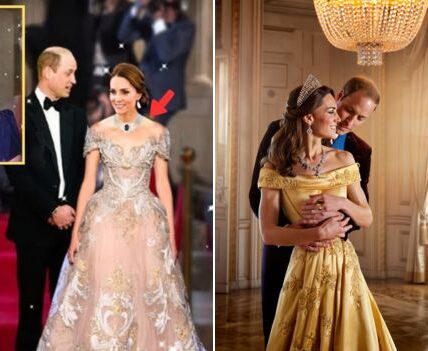 Sometimes a single glance carries more gravity than a thousand spoken vows. In a hall washed in gold and glass, the Prince and Princess of Wales stand face to face — not as symbols of a crown, but as two people suspended in a moment that looks suspiciously like destiny. Catherine is crowned in the Lover’s Knot Tiara — once Diana’s — now shining as if the late princess’s love had been threaded through time and anchored gently onto a new chapter. Beside her, William stands not only as heir, but as a man who looks as though he has found his forever in plain sight. In that breath of stillness, the world of duty dissolves. No balcony, no anthem, no protocol — just a couple written in history yet behaving like characters torn from a living fairytale. The jeweled light, the gold of her gown, the quiet between them — it all feels timeless. And though this scene was imagined through artificial intelligence, it echoes something very real: the sense that Catherine and William are the invisible hinge between yesterday and tomorrow — between Diana’s memory and a love story still being written in the present tense. But there was one unexpected detail hidden in the image that viewers didn’t notice at first glance… Sometimes a single glance carries more gravity than a thousand spoken vows. In a hall washed in gold and glass, the Prince and Princess of Wales stand face to face — not as symbols of a crown, but as two people suspended in a moment that looks suspiciously like destiny. Catherine is crowned in the Lover’s Knot Tiara — once Diana’s — now shining as if the late princess’s love had been threaded through time and anchored gently onto a new chapter. Beside her, William stands not only as heir, but as a man who looks as though he has found his forever in plain sight. In that breath of stillness, the world of duty dissolves. No balcony, no anthem, no protocol — just a couple written in history yet behaving like characters torn from a living fairytale. The jeweled light, the gold of her gown, the quiet between them — it all feels timeless. And though this scene was imagined through artificial intelligence, it echoes something very real: the sense that Catherine and William are the invisible hinge between yesterday and tomorrow — between Diana’s memory and a love story still being written in the present tense. But there was one unexpected detail hidden in the image that viewers didn’t notice at first glance…