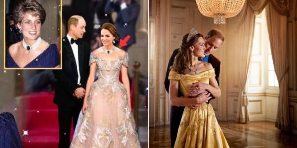 Sometimes a single glance carries more gravity than a thousand spoken vows. In a hall washed in gold and glass, the Prince and Princess of Wales stand face to face — not as symbols of a crown, but as two people suspended in a moment that looks suspiciously like destiny. Catherine is crowned in the Lover’s Knot Tiara — once Diana’s — now shining as if the late princess’s love had been threaded through time and anchored gently onto a new chapter. Beside her, William stands not only as heir, but as a man who looks as though he has found his forever in plain sight. In that breath of stillness, the world of duty dissolves. No balcony, no anthem, no protocol — just a couple written in history yet behaving like characters torn from a living fairytale. The jeweled light, the gold of her gown, the quiet between them — it all feels timeless. And though this scene was imagined through artificial intelligence, it echoes something very real: the sense that Catherine and William are the invisible hinge between yesterday and tomorrow — between Diana’s memory and a love story still being written in the present tense. But there was one unexpected detail hidden in the image that viewers didn’t notice at first glance… Sometimes a single glance carries more gravity than a thousand spoken vows. In a hall washed in gold and glass, the Prince and Princess of Wales stand face to face — not as symbols of a crown, but as two people suspended in a moment that looks suspiciously like destiny. Catherine is crowned in the Lover’s Knot Tiara — once Diana’s — now shining as if the late princess’s love had been threaded through time and anchored gently onto a new chapter. Beside her, William stands not only as heir, but as a man who looks as though he has found his forever in plain sight. In that breath of stillness, the world of duty dissolves. No balcony, no anthem, no protocol — just a couple written in history yet behaving like characters torn from a living fairytale. The jeweled light, the gold of her gown, the quiet between them — it all feels timeless. And though this scene was imagined through artificial intelligence, it echoes something very real: the sense that Catherine and William are the invisible hinge between yesterday and tomorrow — between Diana’s memory and a love story still being written in the present tense. But there was one unexpected detail hidden in the image that viewers didn’t notice at first glance…