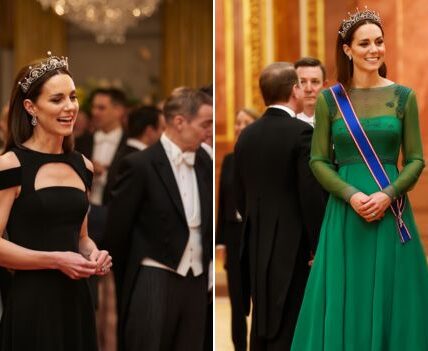 OH MY GOODNESS! PRINCESS CATHERINE STUNS THE WORLD — AGAIN! All eyes were on Princess Catherine, the Princess of Wales, as she stole the spotlight at Buckingham Palace’s grand Diplomatic Reception, dazzling in a breathtaking gown and one of the Queen’s rarest diamond tiaras — worth an astonishing £800,000! With her signature poise and timeless grace, Catherine stepped into the ballroom alongside Prince William, radiating pure royal elegance. Her gown — a custom Jenny Packham masterpiece — shimmered softly under the chandeliers, while her iconic smile lit up the entire palace. But it was the Lover’s Knot Tiara — a legendary piece once worn by both Queen Elizabeth II and Princess Diana — that sent royal watchers into a frenzy. The stunning diamond-and-pearl crown glittered like liquid light, resting perfectly against her classic updo. It was more than fashion — it was symbolism. A nod to the past, a tribute to Diana’s legacy, and a statement of Catherine’s role as the heart and future of the modern monarchy. Guests were awestruck, with one saying, “She didn’t just walk in — she glided. Every head turned. Every eye was on her.”  Within minutes, social media exploded with admiration:  “The elegance of a true queen.” “She embodies grace, strength, and legacy — all in one look.” “Diana’s spirit lives on through her.” Princess Catherine has mastered what few can — royal glamour with human warmth, regal power with genuine kindness. And once again, she reminded the world why she’s the people’s princess of a new era