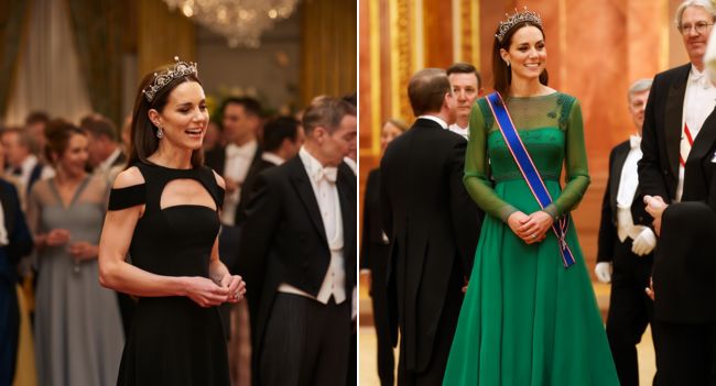 OH MY GOODNESS! PRINCESS CATHERINE STUNS THE WORLD — AGAIN! All eyes were on Princess Catherine, the Princess of Wales, as she stole the spotlight at Buckingham Palace’s grand Diplomatic Reception, dazzling in a breathtaking gown and one of the Queen’s rarest diamond tiaras — worth an astonishing £800,000! With her signature poise and timeless grace, Catherine stepped into the ballroom alongside Prince William, radiating pure royal elegance. Her gown — a custom Jenny Packham masterpiece — shimmered softly under the chandeliers, while her iconic smile lit up the entire palace. But it was the Lover’s Knot Tiara — a legendary piece once worn by both Queen Elizabeth II and Princess Diana — that sent royal watchers into a frenzy. The stunning diamond-and-pearl crown glittered like liquid light, resting perfectly against her classic updo. It was more than fashion — it was symbolism. A nod to the past, a tribute to Diana’s legacy, and a statement of Catherine’s role as the heart and future of the modern monarchy. Guests were awestruck, with one saying, “She didn’t just walk in — she glided. Every head turned. Every eye was on her.” Within minutes, social media exploded with admiration: “The elegance of a true queen.” “She embodies grace, strength, and legacy — all in one look.” “Diana’s spirit lives on through her.” Princess Catherine has mastered what few can — royal glamour with human warmth, regal power with genuine kindness. And once again, she reminded the world why she’s the people’s princess of a new era OH MY GOODNESS! PRINCESS CATHERINE STUNS THE WORLD — AGAIN! All eyes were on Princess Catherine, the Princess of Wales, as she stole the spotlight at Buckingham Palace’s grand Diplomatic Reception, dazzling in a breathtaking gown and one of the Queen’s rarest diamond tiaras — worth an astonishing £800,000! With her signature poise and timeless grace, Catherine stepped into the ballroom alongside Prince William, radiating pure royal elegance. Her gown — a custom Jenny Packham masterpiece — shimmered softly under the chandeliers, while her iconic smile lit up the entire palace. But it was the Lover’s Knot Tiara — a legendary piece once worn by both Queen Elizabeth II and Princess Diana — that sent royal watchers into a frenzy. The stunning diamond-and-pearl crown glittered like liquid light, resting perfectly against her classic updo. It was more than fashion — it was symbolism. A nod to the past, a tribute to Diana’s legacy, and a statement of Catherine’s role as the heart and future of the modern monarchy. Guests were awestruck, with one saying, “She didn’t just walk in — she glided. Every head turned. Every eye was on her.” Within minutes, social media exploded with admiration: “The elegance of a true queen.” “She embodies grace, strength, and legacy — all in one look.” “Diana’s spirit lives on through her.” Princess Catherine has mastered what few can — royal glamour with human warmth, regal power with genuine kindness. And once again, she reminded the world why she’s the people’s princess of a new era