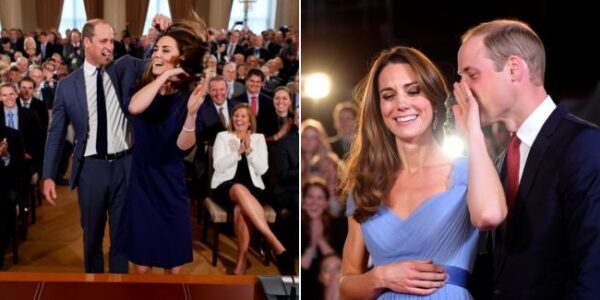 When Royal Protocol Meets Pure Love… No one expected this! In the middle of the most serious press conference of the year, Prince William and Princess Kate suddenly broke every royal rule — and our hearts.  The always composed, ever-dignified couple turned the hall upside down when they spontaneously started dancing! Prince William — yes, the usually calm, reserved Prince — spun around with genuine excitement, while Kate, glowing with happiness, held his hand tightly under the shimmering lights. The crowd went wild — laughter, applause, even a few happy tears. And then came the moment. As the music faded, William pulled Kate close, whispered something only she could hear… and she smiled through tears. That short, tender exchange said more than a thousand royal speeches ever could. It wasn’t just a dance — it was a glimpse into a love so deep, so real, so human, that the entire world stopped to feel it